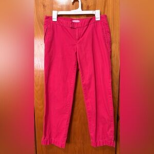 Lilly Pulitzer Pink Pants Cotton-Twill Crop Straight-leg Pants Size 8